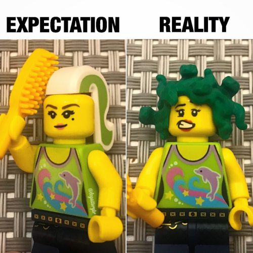 She tried to do a Badass #hairtransformation during #quarantine by herself.  #legostorybr #lego  #le
