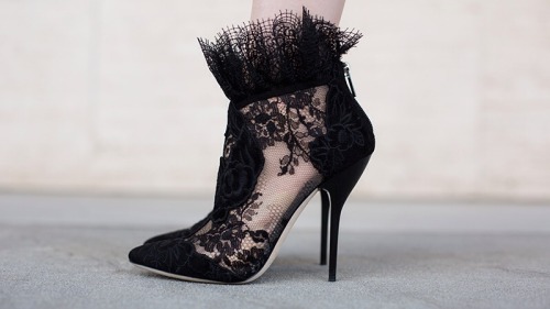 >> Jimmy Choo Kamaris suede and lace ankle boots. >> More Jimmy Choo heels here. [Image: