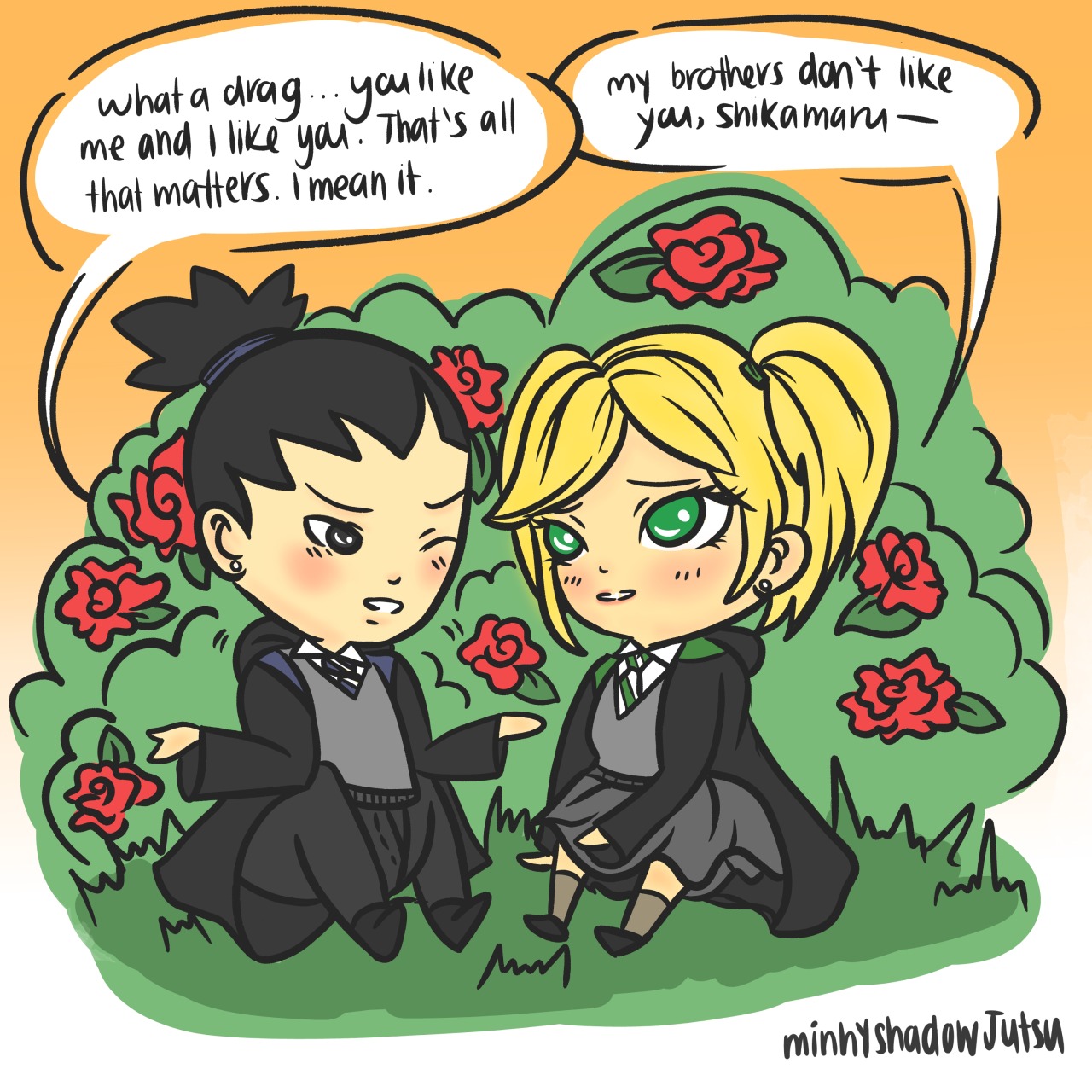 minhyshadowjutsu:  Harry Potter AU with Shikatema (9｀･ω･)9Shikamaru and Temari