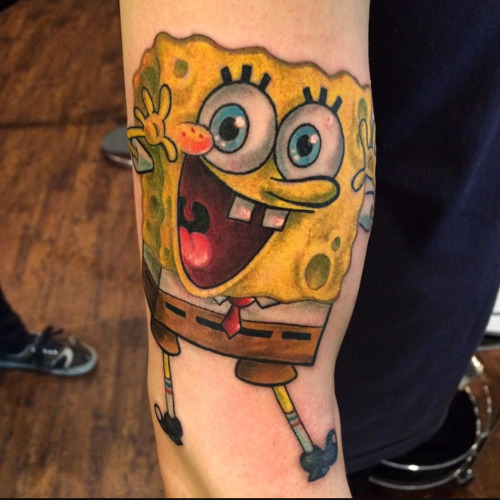 1337tattoos:  Mitch Grassi’s spongebob tattoo submitted by http://gay4mitch.tumblr.com
