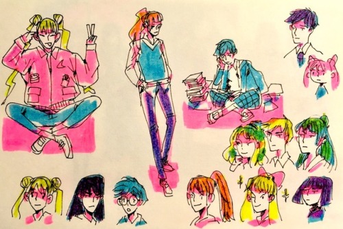 animunerdery:In the spirit of inktober… here’s a bunch of ink and highlighter moon idio