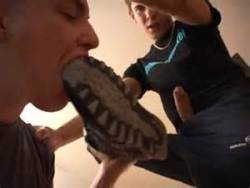 nkydoormat:  I love this pic for a couple of reasons.  The obvious one is how this young Master is shoving His sneaker in His fag’s mouth, where it belongs.  That’s one reason we fags have mouths.  But see how He has His cock out?  Something very