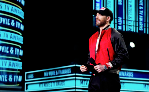onlychrisevans: Chris Evans speaks onstage during the 2022 MTV Movie & TV Awards at Barker Hanga
