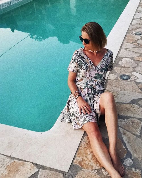 By the Pool  / Wearing Jungle Flower RNB LOVER Flowy Dress / #ninalubasummerinkefalonia #livathoukef