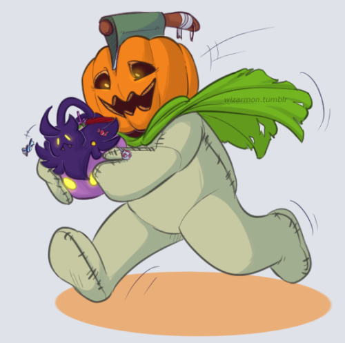 @astahrios asked: If you&rsquo;re still taking requests, some pumpkinmon please?Happy Halloween! gav