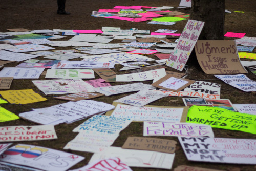 January 21st, 2017 || Philadelphia, PA.protest signs displayed around the parkway