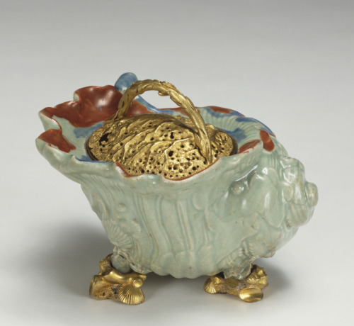 thegetty:A Japanese porcelain shell transformed into a gilt potpourri holder.
