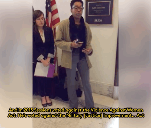 refinery29:Watch: Protestors are headed to Congress to demand that Jeff Sessions be held accountable