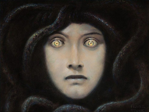 the-cinder-fields:Franz von Stuck, Head of Medusa, c.1892