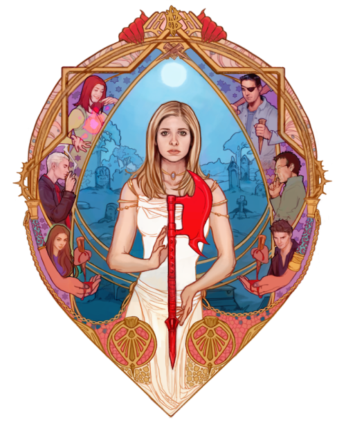 fangirlunderground: sanshodelaine: made an alternate/emblem version of my buffy pic, now available f