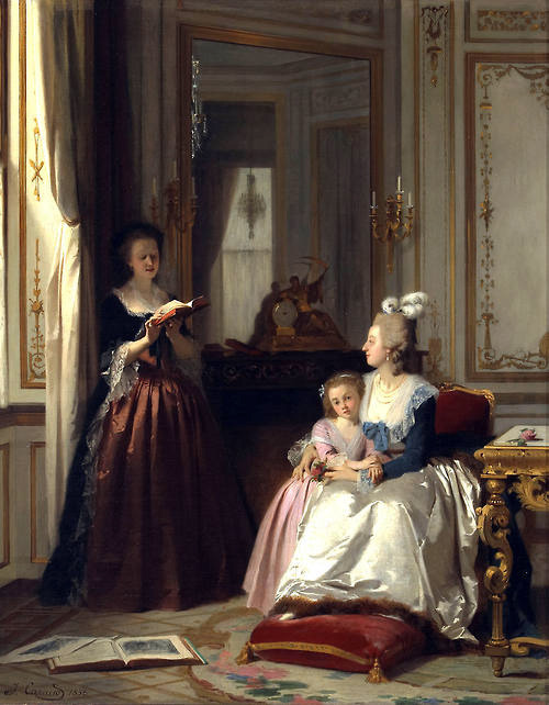 Joseph Caraud, Madame de Lamballe Reading to Marie Antoinette and Her Daughter Marie