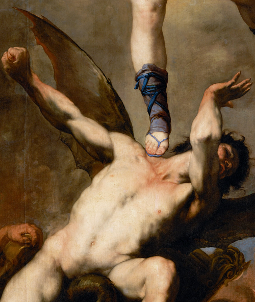 Luca Giordano ( 1634 – 1705)The Fall of the Rebel Angels, detail., circa 1660-65.