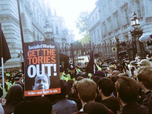 scottyunfamous: So this is happening in London. The people are protesting the Conservative party bei