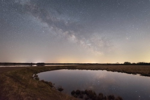 Captured this 11-shot panorama of the full milky way arch starting in the north with aurora and endi