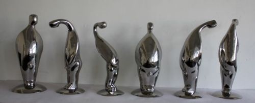 A sculpture titled ‘Competition (Witty stainless Steel Men Comparing statues)’ by sculptor Jianyong Guo. In a medium of stainless steel. #artist#sculpture#sculptor#art#fineart#Jianyong Guo#Steel#metal#limited edition