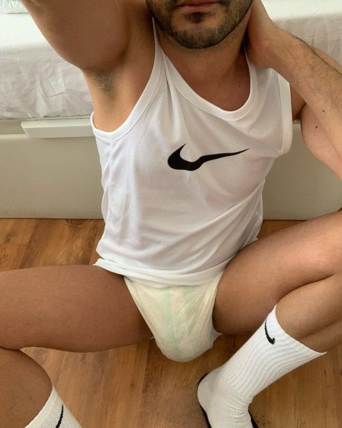 White Nike/Tena boy #abdl #diaperlover #diapergay #diaperboy #diaperguy #tena #tenadiapers #tenaslip