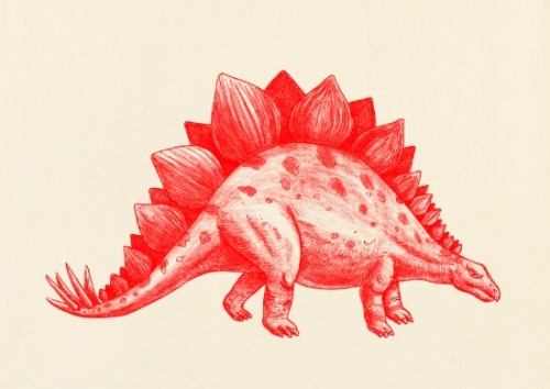 illustraightdesign:red stegosuarus