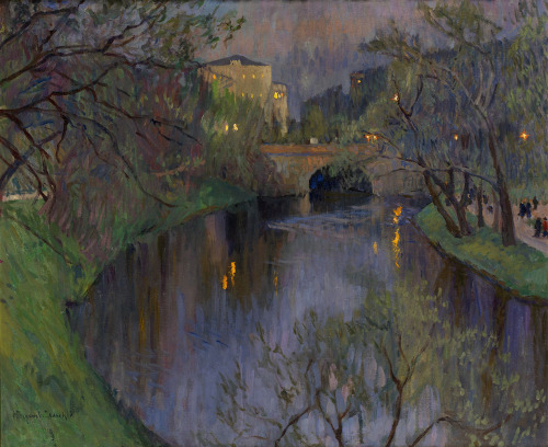 Twilight in Riga  -  Nikolay Bogdanov-BelskyRussian, 1868-1945