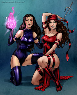 themagnify:  Psylocke and Elektra by Salamandra88  