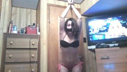 korisageeeeek:  Fun Idea Requests: No. 10 ducttapedposts said: Could you do one where you’re in a bikini and your hands are tied above your head and your mouth is taped?