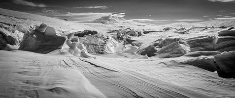 Pressure Ridges and Mt. Erebus, Ross Island, Antarctica.In this image you can see buckled sea ice at