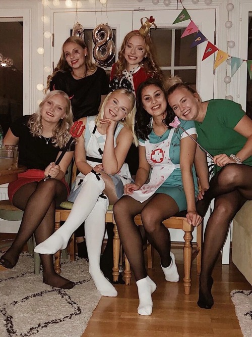 Halloween Pantyhose Party Group Pic
