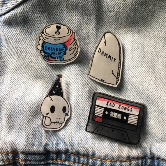 littlealienproducts:  the #sadlife pin pack by small anxieties 