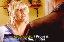 rosesinthepond:  30 days of Doctor Who: 25. Favorite companion’s family member → Jackie Tyler  Well, I reckon you’re mad, the pair of you. It’s like you go looking for trouble.  