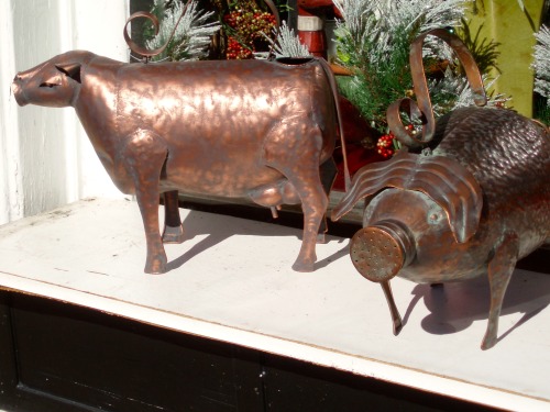 Copper Cow and Pig Watering Cans, Shop in Old Town Alexandria, 2006.Wish I had purchased these.