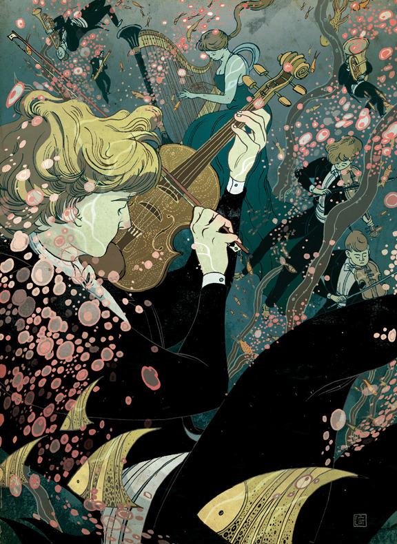victongai:  Become Ocean Victo Ngai The piece was for a music review written by Alex
