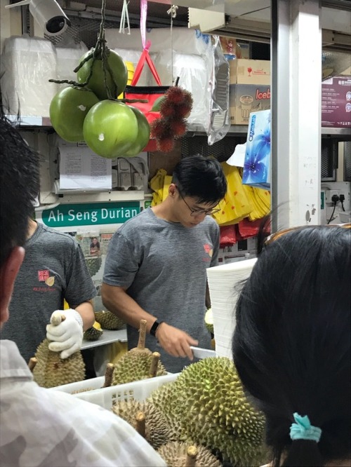 nanrensg: sg-gay-boys: Major Crush on the local hunky Durian seller imagine those defined pecs and a