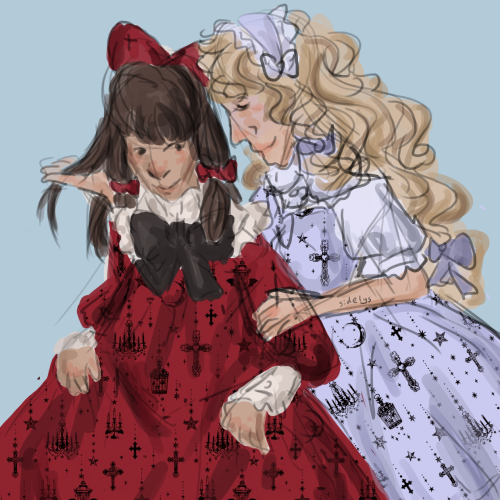 send me a touhou and a lolita print/dress and I’ll draw them