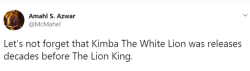 theawkwardqueerturtle: badjokesbyjeff:  badjokesbyjeff: The Lion King ripped off Kimba The disgusting thing is that Disney advertised The Lion King as ‘unique,’ and ‘an extraordinary original story.’ The Lion King went into production the same