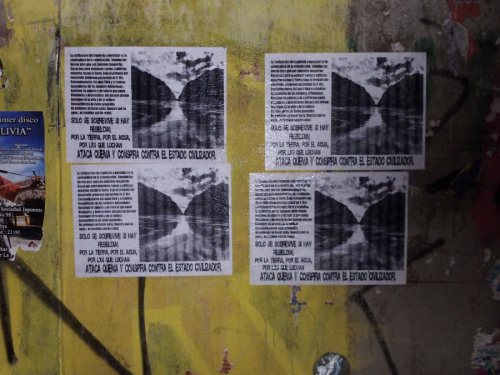 La Paz, Bolivia: Poster against civilization &amp; graffiti action in solidarity with anarchist comr