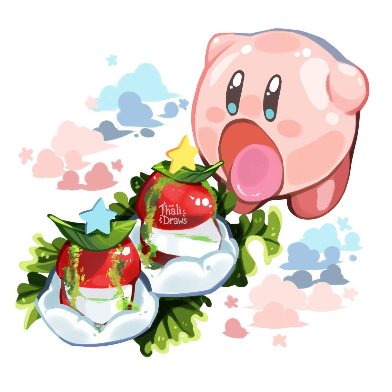 Hey, its an art blog — Kirby Café food! Its so cute, I wish to visit it...