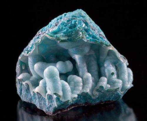 geologyin-blog: Stalactites of Chrysocolla from Ray Mine,  Pinal Co., Arizona Credit: THE ARKEN