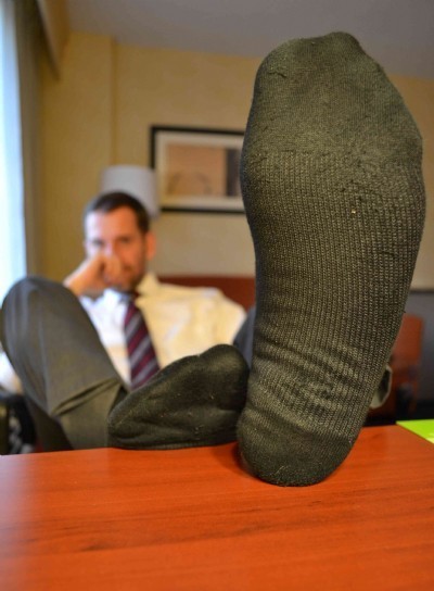 sniffingsocks:  BUSINESS TRIPS ALWAYS MAKE MY FEET SWEATY AND TIRED… 