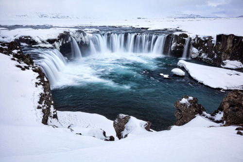 brutalgeneration:  Godafoss and Snowy Landscape (by pics721) 