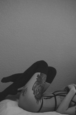 souless-poet:  Black x white. Tatted girl.