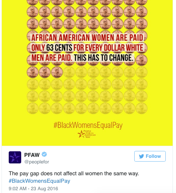 the-movemnt:  “The pay gap does not affect all women the same way.” Aug. 23 is