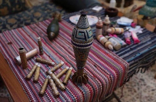 imacriminalyoo:  Art from war weapons. Duma, Syria.
