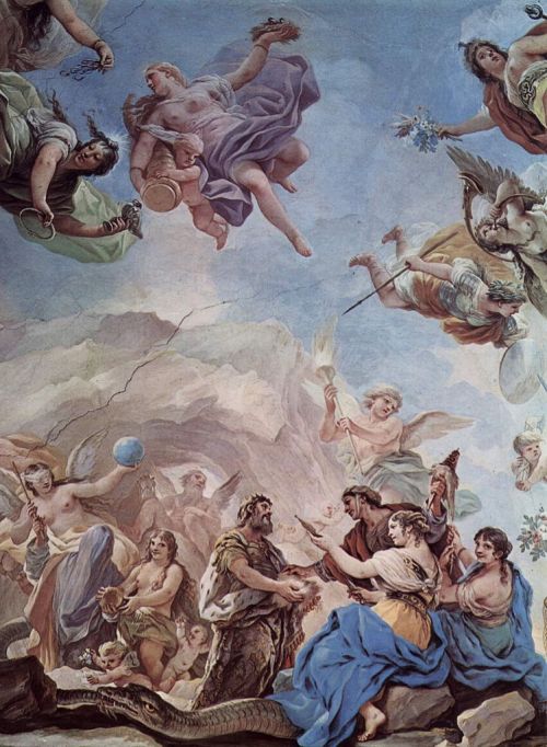 artist-luca-giordano: The Creation of Man (detail of decorative ceiling), 1686, Luca Giordano