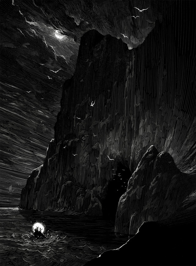 therhumboogie:  By Nicholas Delort, extraordinarily skilled black and white illustrations