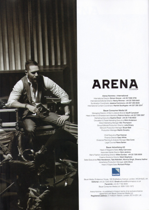 tomhardyvariations: Many many thanks to the awesome @hardy_luv  ^^  ARENA HOMME+ 2016