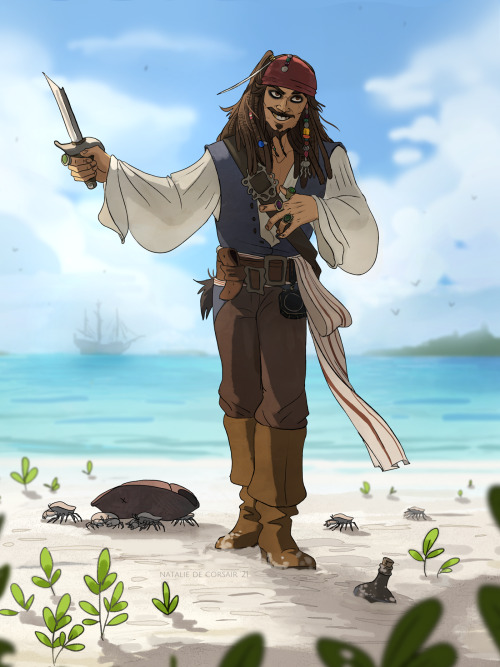 nataliedecorsair: Capt. Jack Sparrow and Capt. Hector Barbossa - frenemies forever UPD - I drew a bu