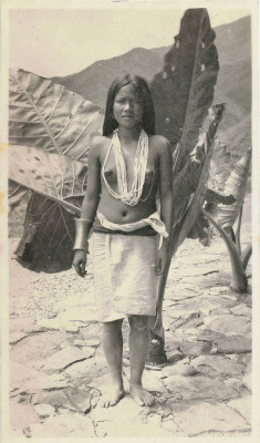 Ifugao woman in front of root crop. Via Paul