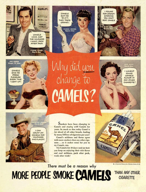 Camel Cigarettes, 1953Theme Week: Celebrity Ads 