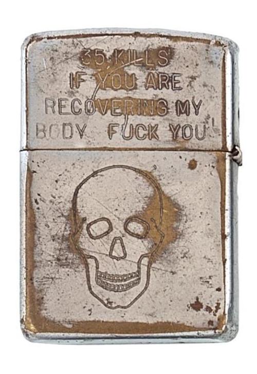 historyarchaeologyartefacts: Vietnam soldier’s Zippo lighter, c.1970 “35 KILLS IF YOU ARE RECOVERING