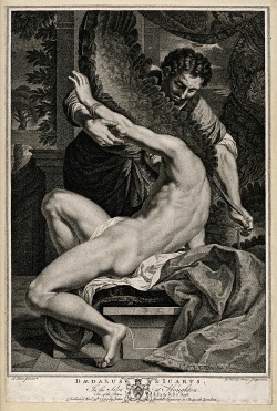   Daedalus and Icarus.  1799. after Charles Le Brun. French 1619-1690. stipple engraving.  