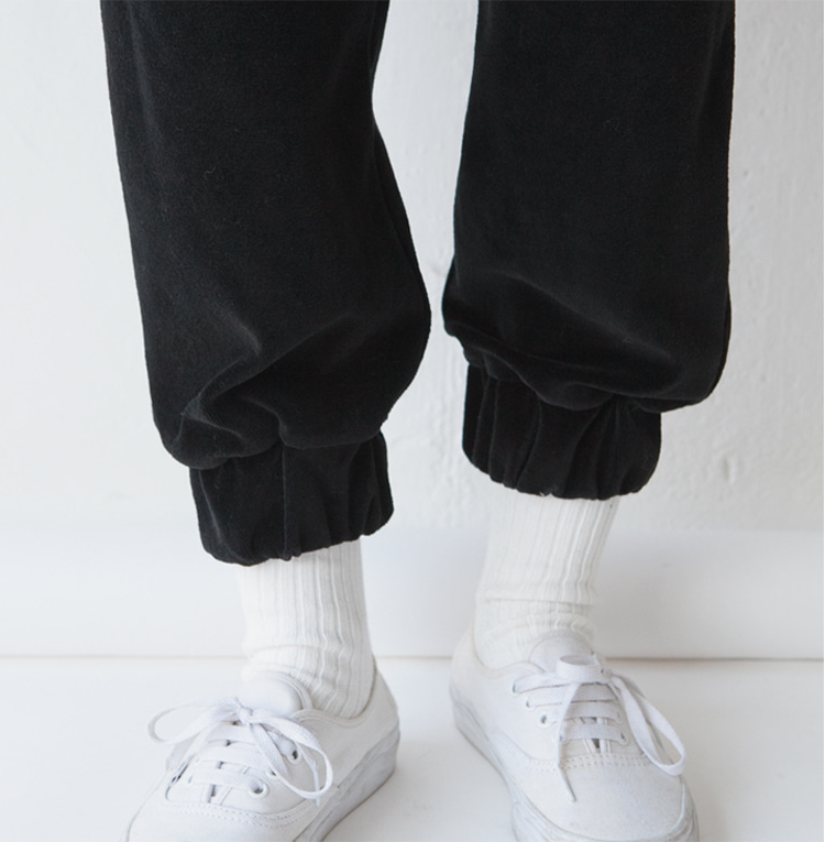 white vans with joggers